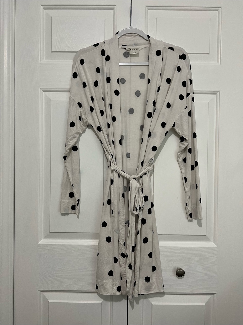 Soma Polka Dot Lightweight Robe in Cream and Black